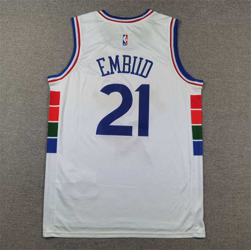 Men Philadelphia 76ers #21 Embiid white  2024 2025 NBA jersey->philadelphia 76ers->NBA Jersey